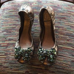 Tory Burch metallic gold flats size 8