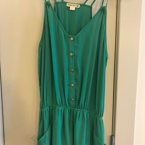 GREEN STRAPPY ROMPER WITH POCKETS
