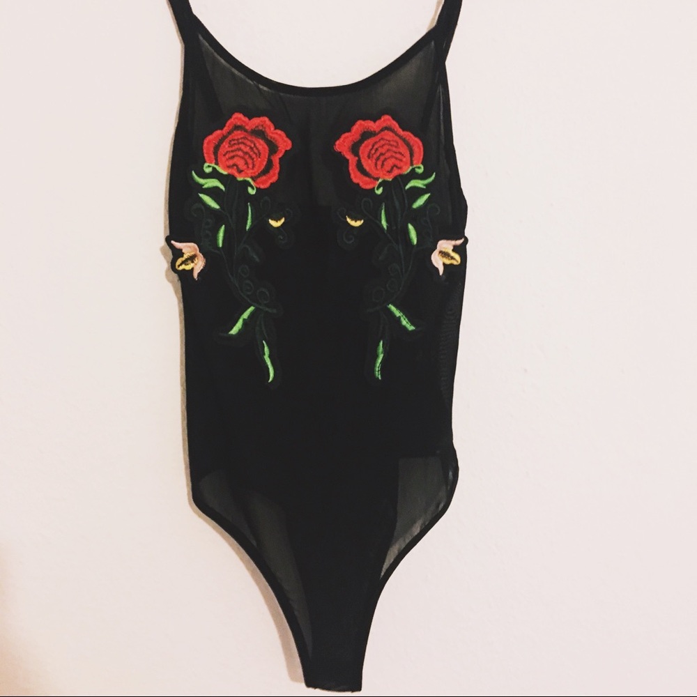 Dolls Kill rose mesh bodysuit