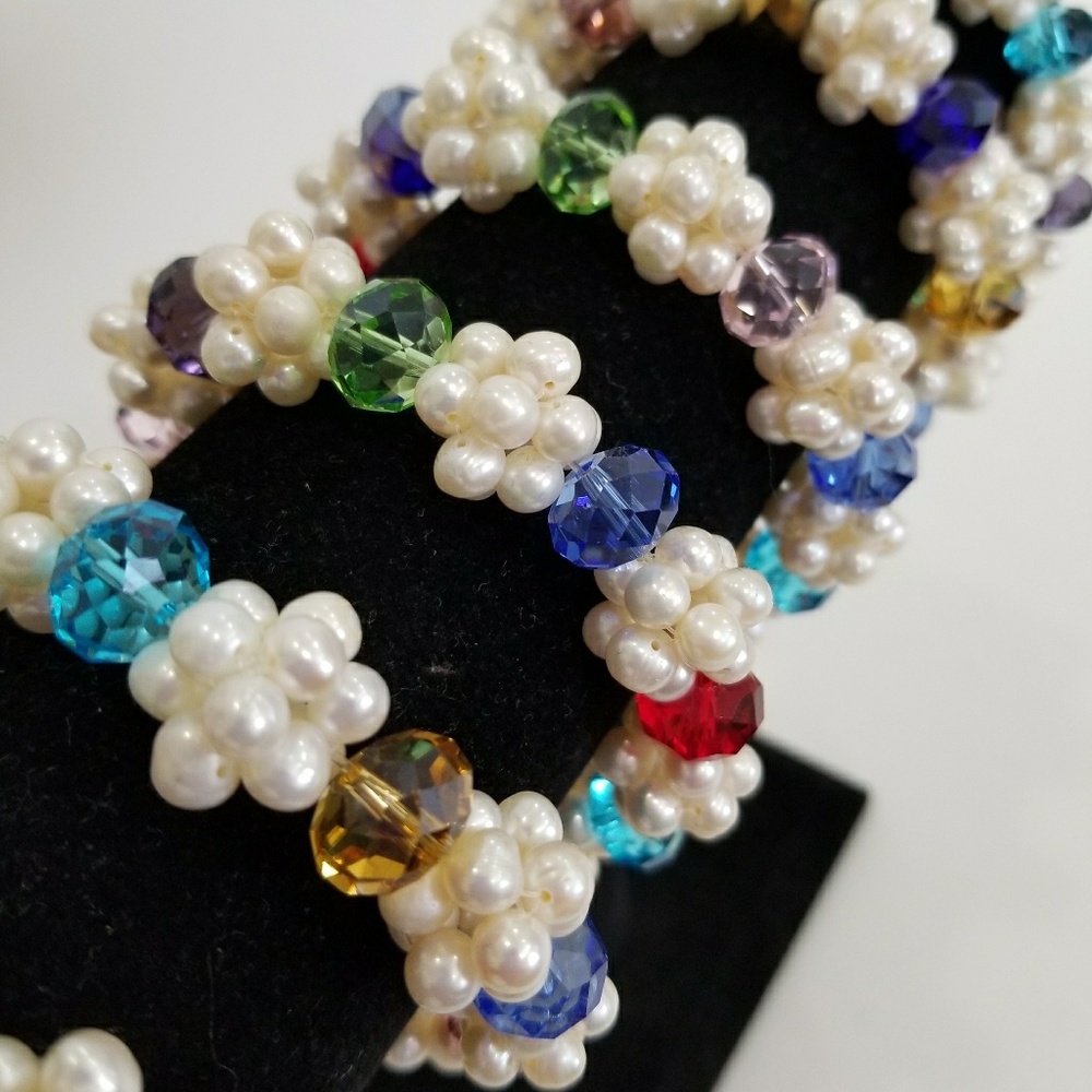 3/$25 Simulated Pearl Cluster Crystal Bracelet