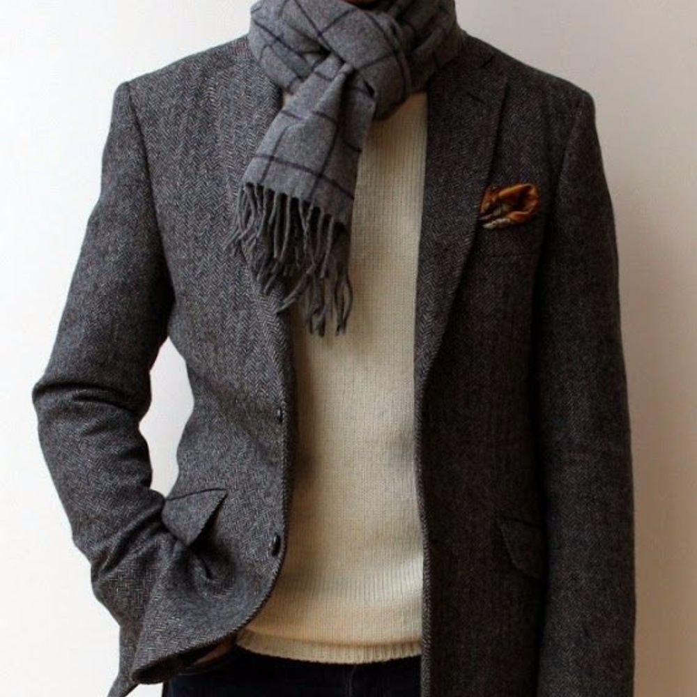 Allyn St George Men's Gray Black Tweed Wool Blazer