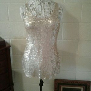 H.I.P Sz. M Gold Sequin Tank Top