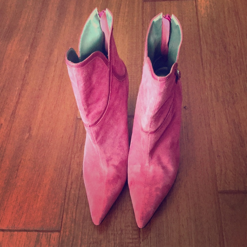 Pink Suede Booties