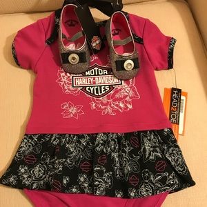 Harley Davidson peplum onesie with shoes