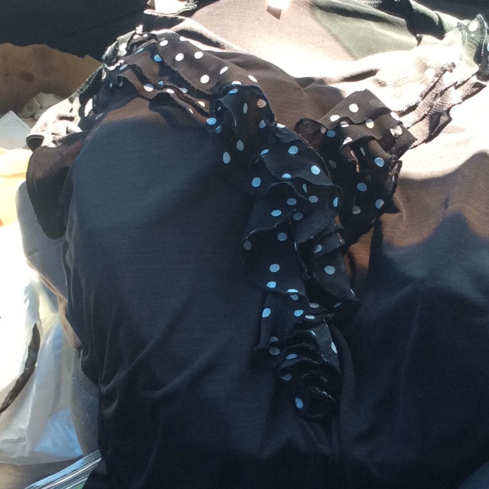 Black and white ruffle blouse