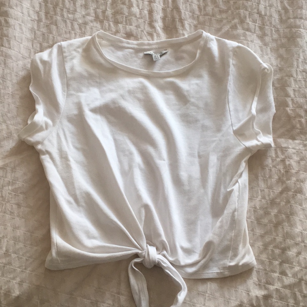 White Zara Tie Crop Tee