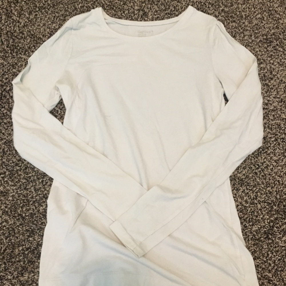 plain white long-sleeve shirt