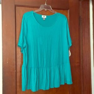 Teal Ruffle Hem Tee