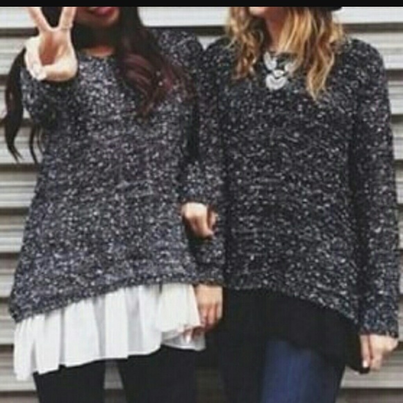 LF Sweaters - Katsumi LF | Black Chiffon Hem Sweater M / L