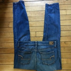 AEO mid-rise mid-wash skinnies, sz 10