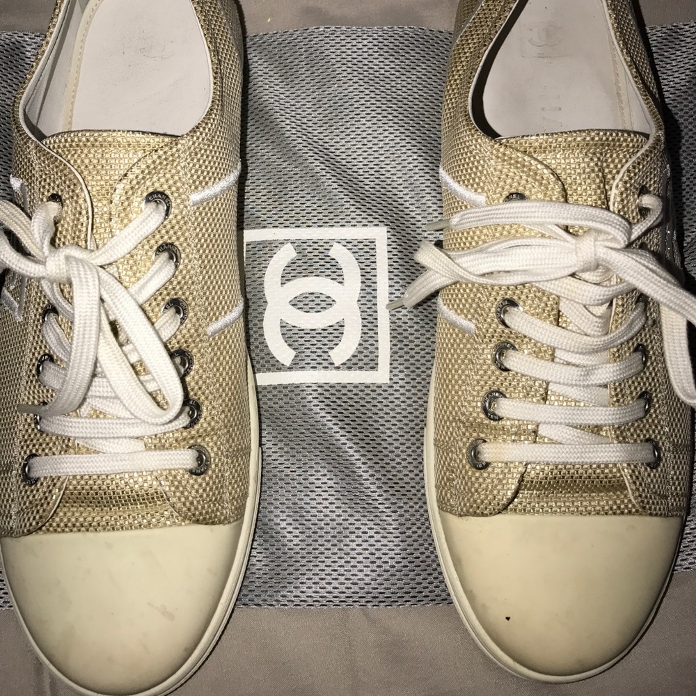 CHANEL CC TENNIS CANVAS SNEAKERS