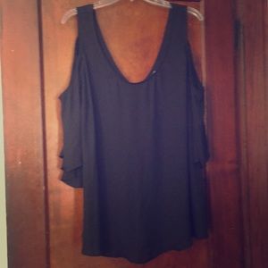 Black Cold Shoulder Top