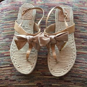 Tory Burch sandals nude and tweed