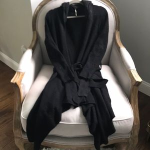Free People Size M black sweater with hood & sash