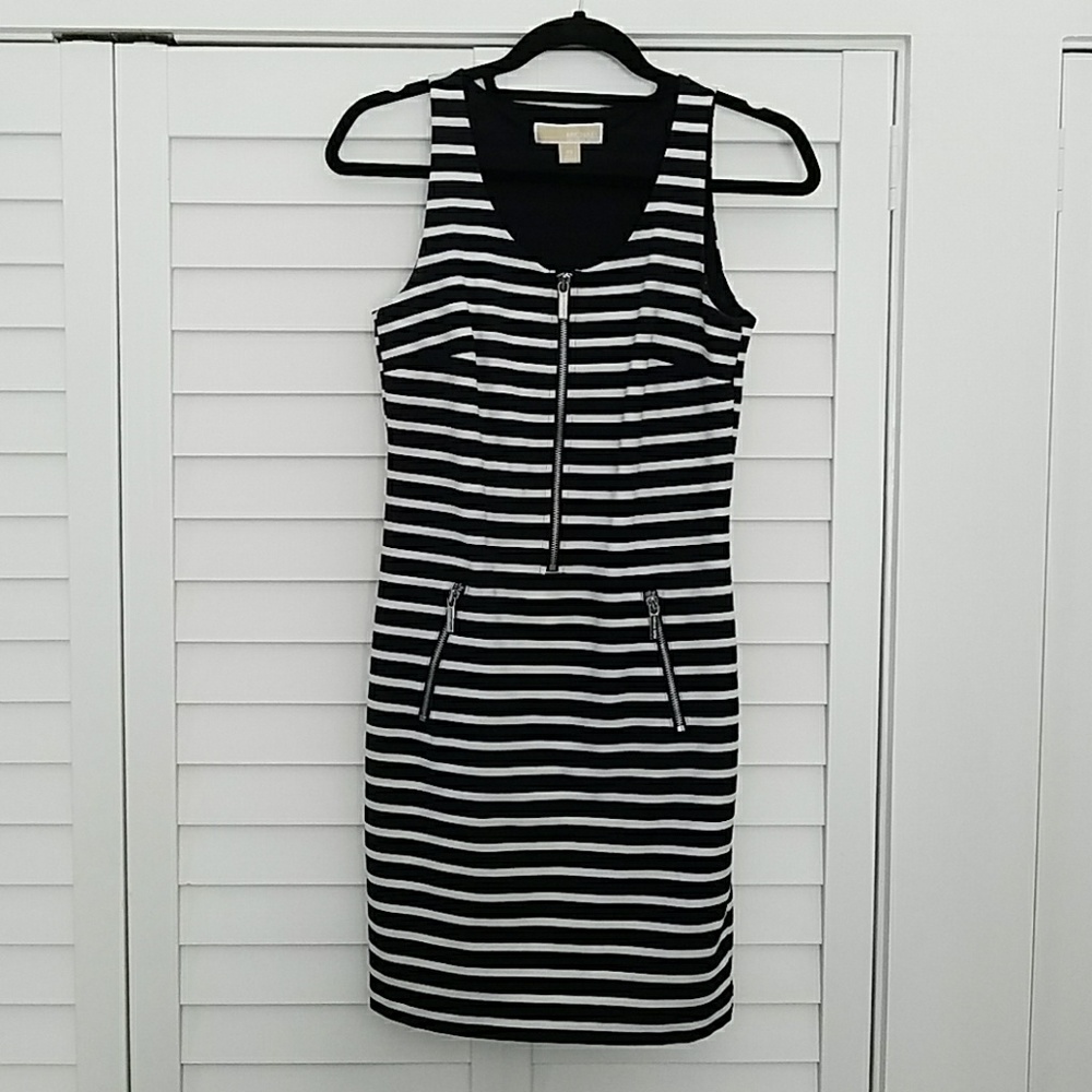Michael Kors Striped Sleeveless Midi Dress