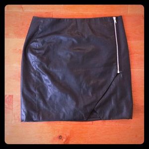 Black faux leather mini skirt