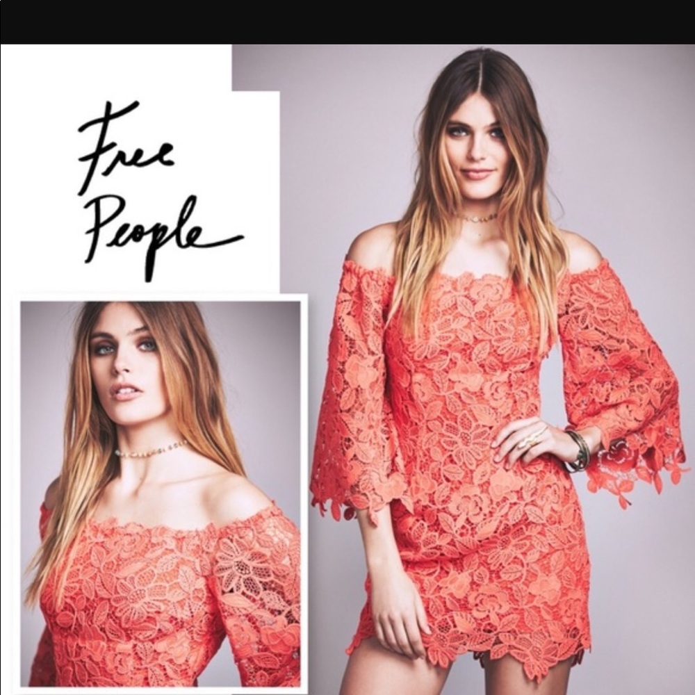 Free People Fiesta Red lace mini dress NWT size 0