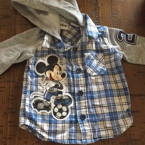 Mickey Mouse plaid & gray hoodie