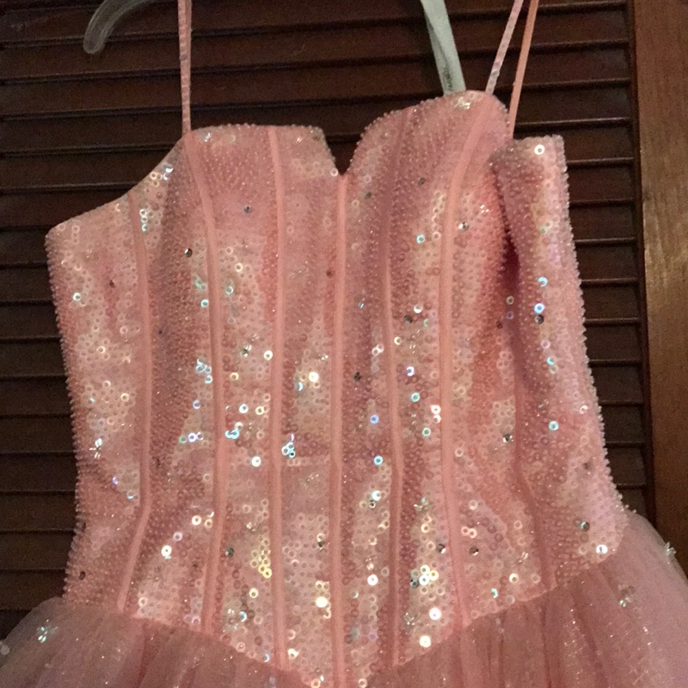 Sequined Pink Pageant dress - Picture 2 of 4
