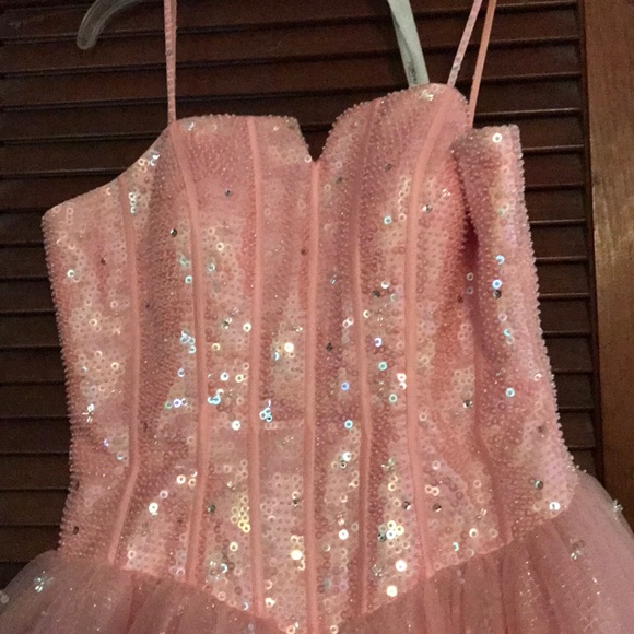 Sequined Pink Pageant dress - Picture 2 of 4