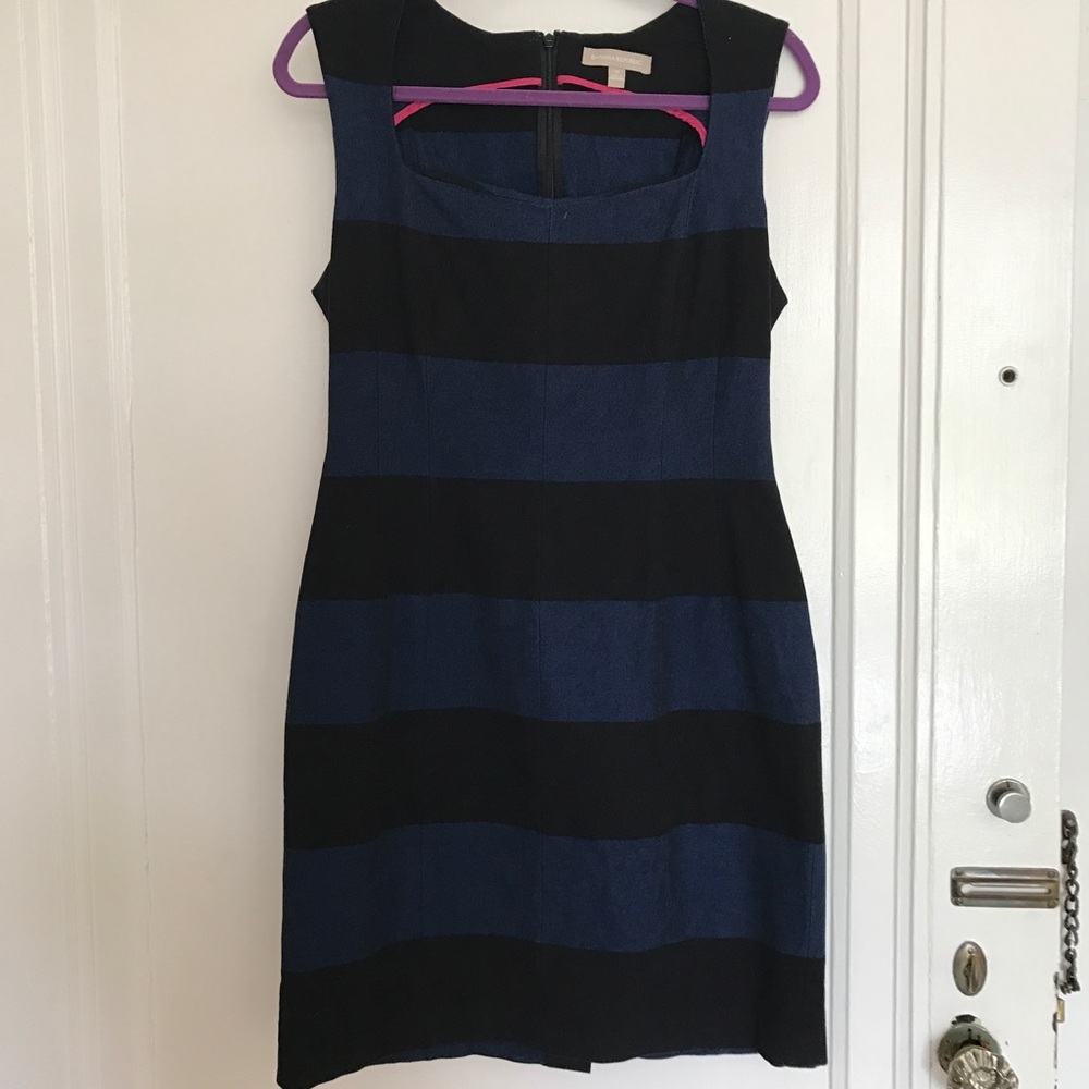Banana Republic navy black stripe sleeveless dress