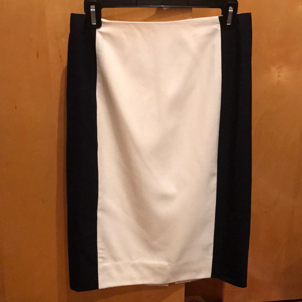 J. Crew Cream and Navy Pencil skirt
