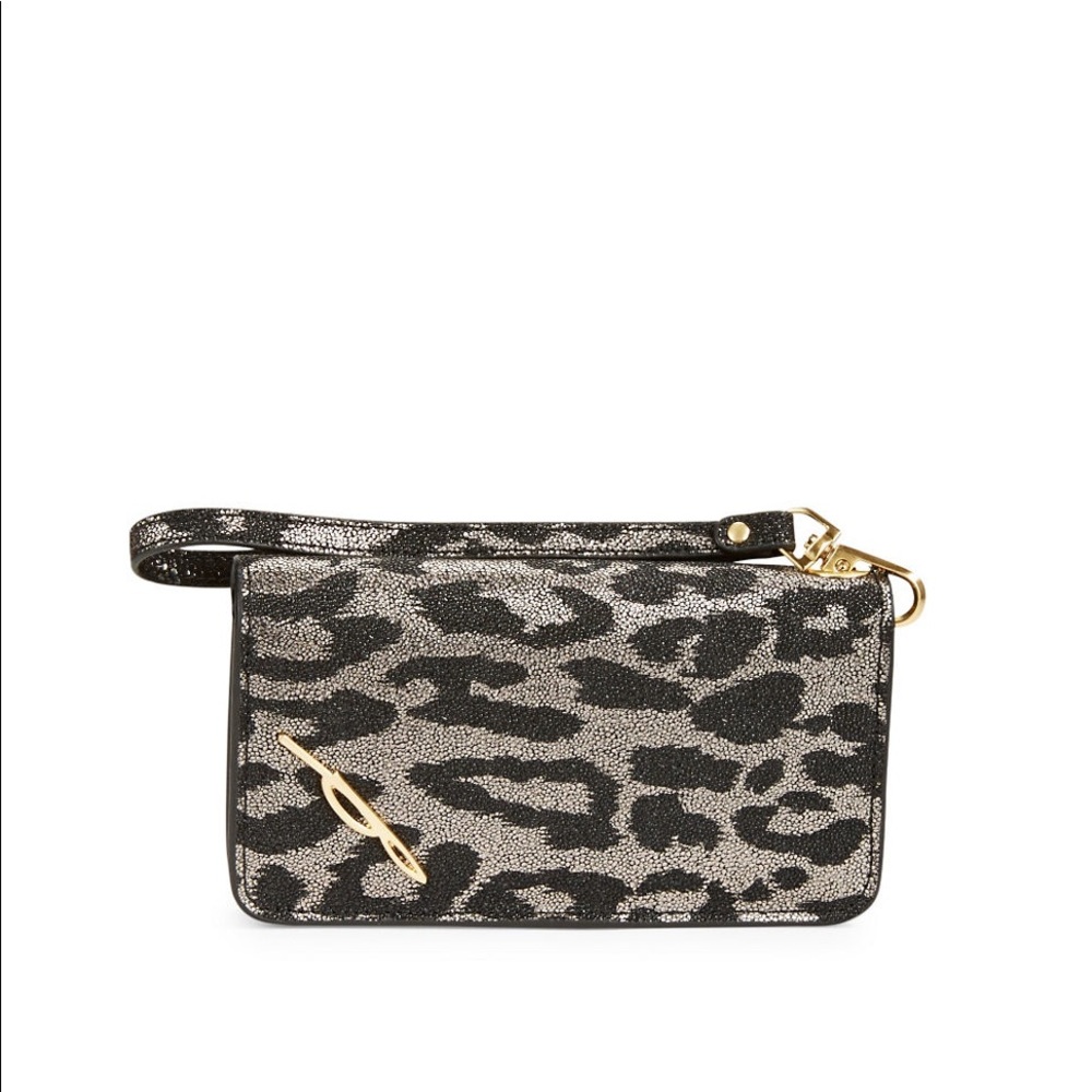 B Brian Atwood Leopard Print Wristlet