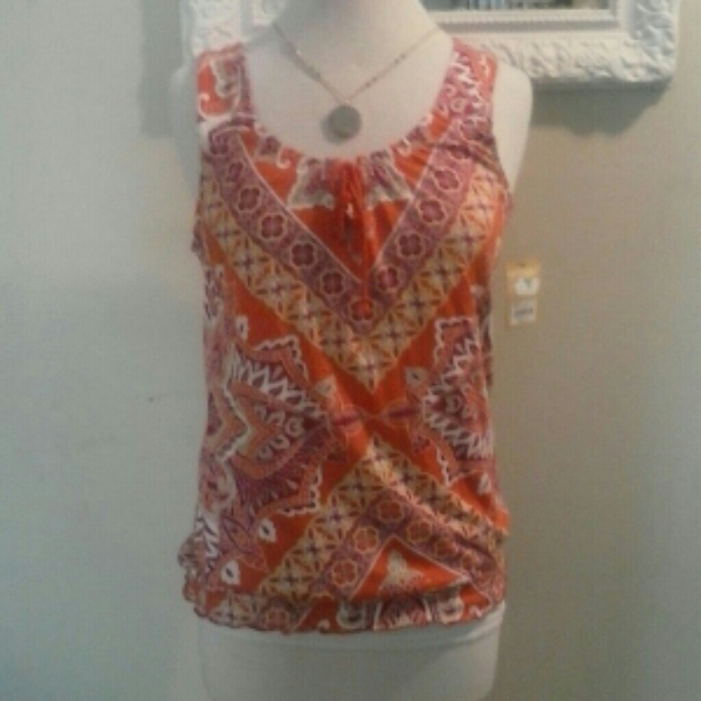 Boho sleeveless peasant top. New with tags.