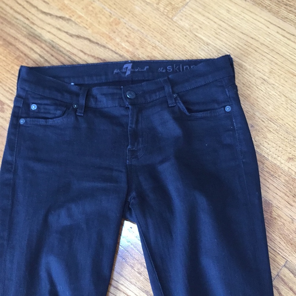 7 for all mankind black stretch skinny jeans