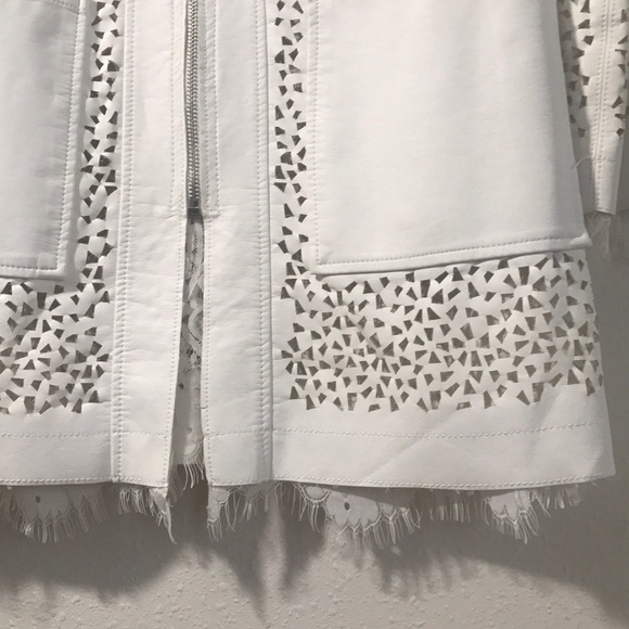 Vegan faux leather cream jacket size S - Picture 3 of 6