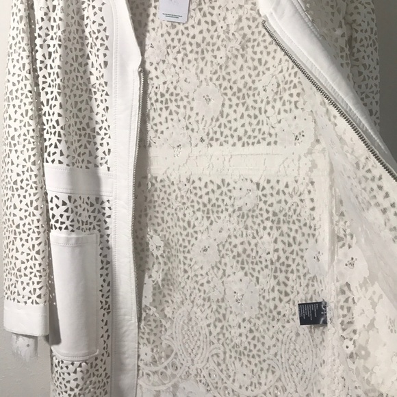 Vegan faux leather cream jacket size S - Picture 4 of 6