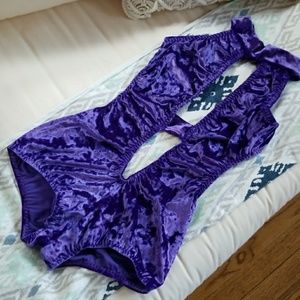 NWOT iHeartraves Purple Velvet Bodysuit