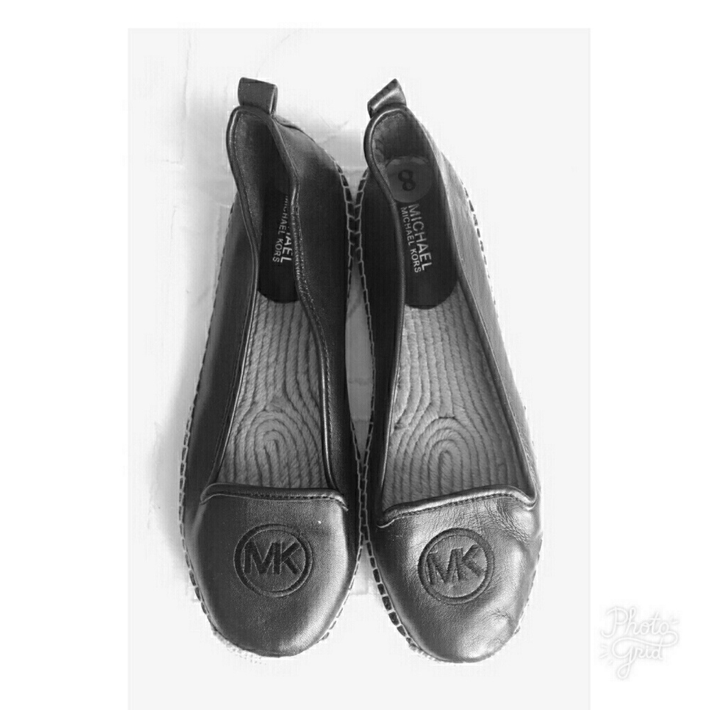 Black leather espadrilles MK