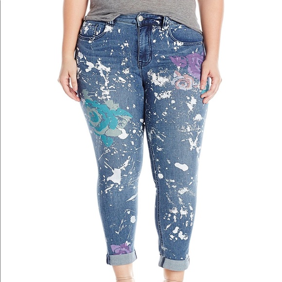 Melissa McCarthy Seven7 Denim - PLUS Skinny Roll-up Pop Art Print Jean