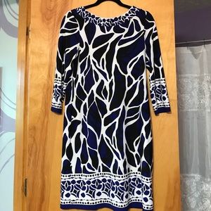 Black, white, and blue Boston Proper printed dress