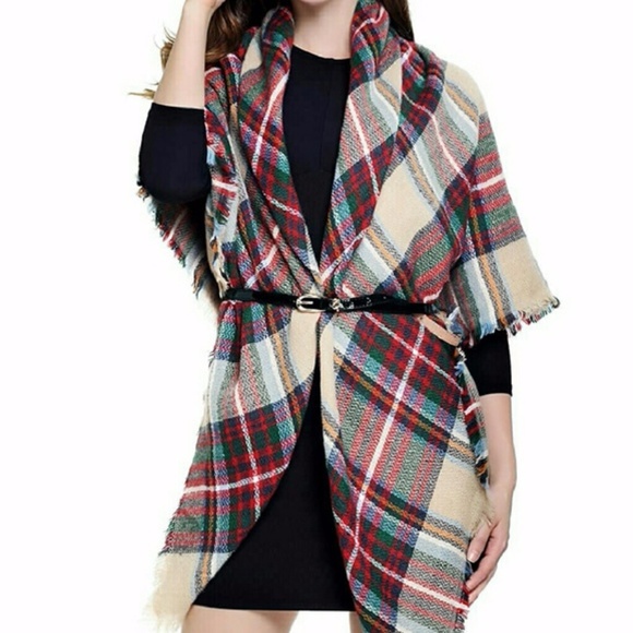 Classic Tartan Soft Knit Blanket Scarf - Picture 4 of 4