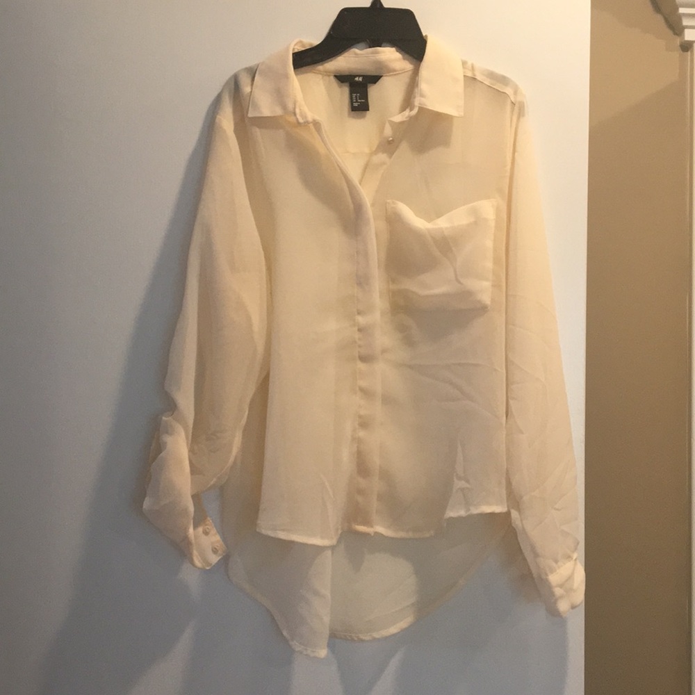Cream see through high low top