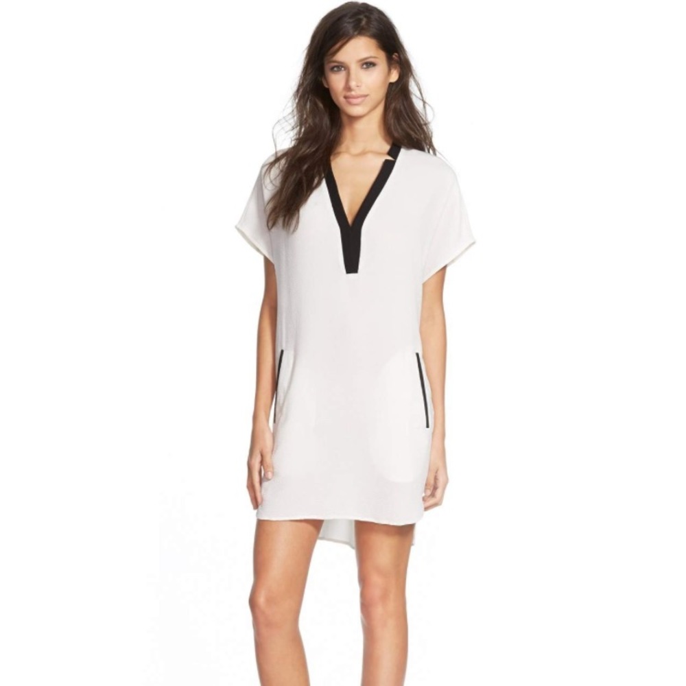 V-Neck Crepe Shift Dress