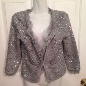 WHBM Gray sequined cardigan