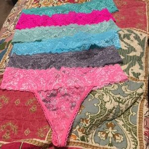 Bundle of six lace thongs nwot