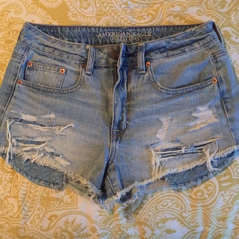 High waisted denim shorts