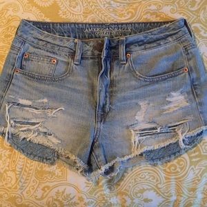 High waisted denim shorts