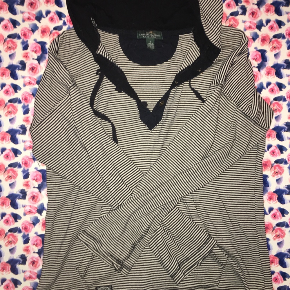 ralph lauren black and white striped pullover.