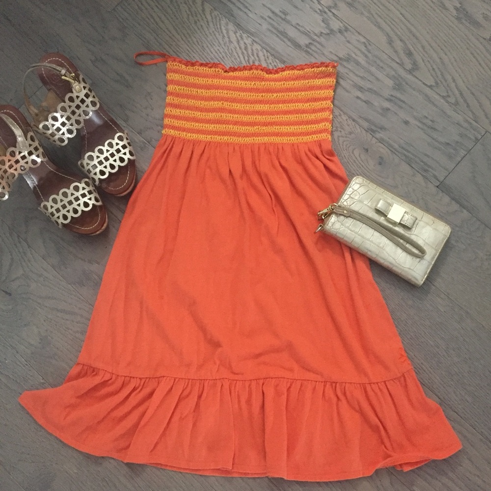 Orange Strapless Dress