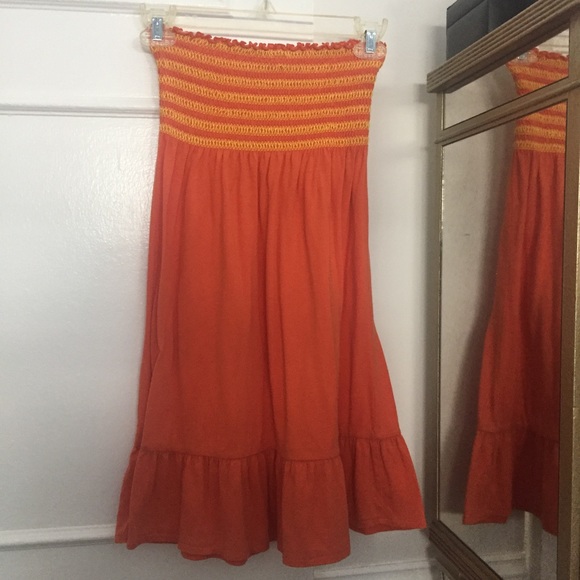 Orange Strapless Dress - Picture 2 of 4