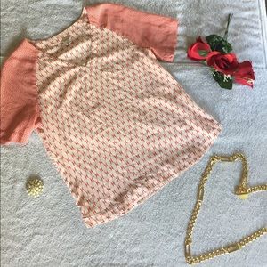 Fossil Women's Pink White Silk Blouse Size X Small