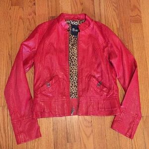 Girls B Hip Faux Red Leather Jacket