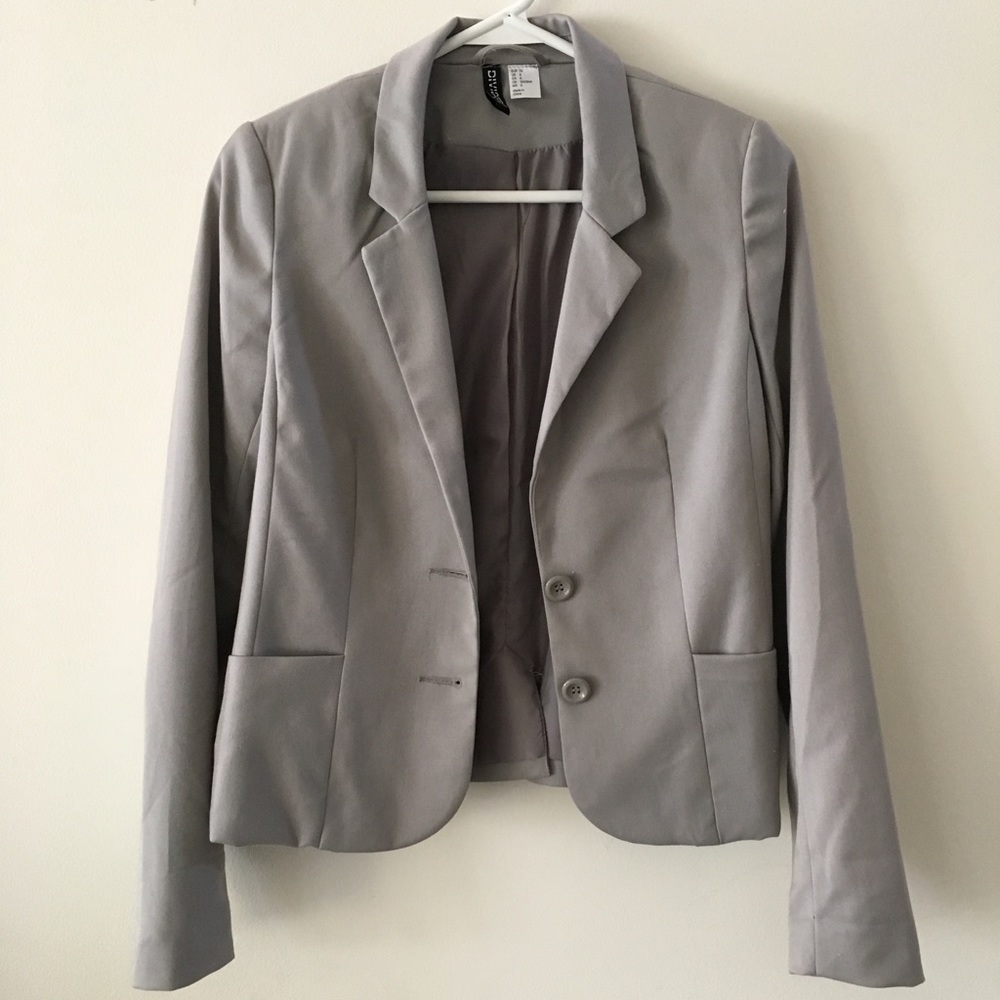 H&M Grey Blazer Jacket 6 Coat Womens Top