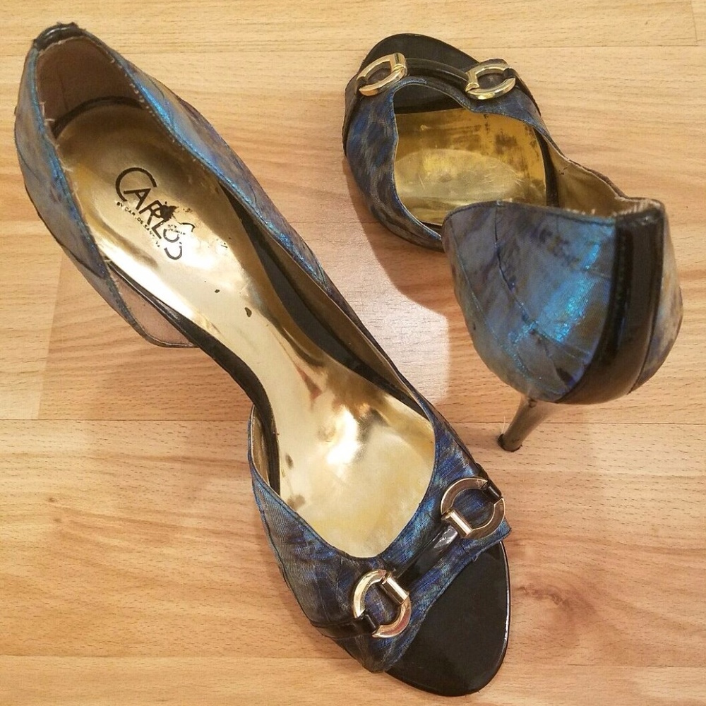 Carlos Blue Leopard Animal Print Roulette Heels