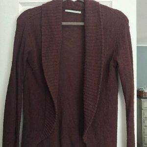 Lightweight purple/burgundy shawl collar cardigan